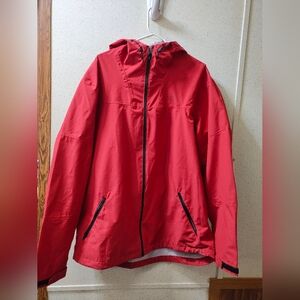 Wrangler ATG Windbreaker Rain Jacket Hooded All Terrain Gear Men's L Red Clean